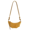 Sac croissant en cuir dépoli jaune moutarde avec rayures matelassées et bandoulière nouée - Jaune Ambre
