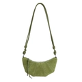 Sac bandoulière rétro vert herbe en cuir dépoli avec coutures décoratives minimales - Vert