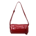 Borsa a cilindro rossa lucida con tracolla larga e cuciture minimaliste - Rosso