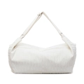 Minimalist pleated white tote bag with adjustable shoulder strap and silver hardware - Off White