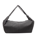 Large black pleated nylon dumpling bag with adjustable shoulder straps for daily travel - Gray