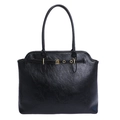 Grand sac cabas noir chic en cuir avec boucle dorée et doubles anses pour le bureau - L Noir