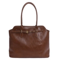 Sac cabas en cuir marron foncé avec boucles dorées et grande capacité pour通勤 - Grande taille marron