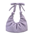 Minimalist light purple crossbody bag with bow tie decoration and ruffled design - Purple