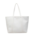 Bolso tote grande de tejido blanco minimalista con correas finas y textura rica - Blanco Roto