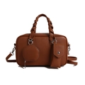 Sac à main Boston en cuir marron avec poignées tressées et mini-pochettes amovibles - Marron