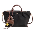 Black minimalist commuter canvas tote bag, versatile lightweight casual shoulder crossbody style. - Black
