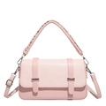 Chic pink crossbody bag with vintage embossed lattice flap and braided handle - Pink