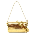 Goldene Umhängetasche mit Krokodilprägung, Metallic-Effekt und verstellbarem Schultergurt - Gold