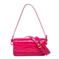 Pinke Tasche mit Steinmuster-Struktur und goldener Fashion-Aufschrift für Damen - Fuchsia
