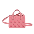 Pink minimalist mini tote bag with decorative studs and detachable crossbody strap - Pink