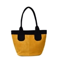 Bolso tote retro amarillo mostaza con asas negras y diseño de contraste mate vintage - Amarillo
