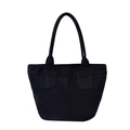 Bolso tote grande minimalista de ante negro con asas dobles y acabado mate vintage - Negro