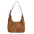 Borsa hobo marrone in finta pelle scamosciata con tracolla regolabile e capiente - Marrone