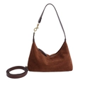 Vintage brown suede half-moon hobo bag with adjustable straps and gold-tone hardware - Brown