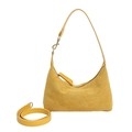 Ginger yellow suede dumplings bag with adjustable crossbody strap and top handle - Yellow
