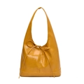 Bolso tipo cubo de cuero amarillo jengibre con lazo, bolso tote de verano para mujer - Amarillo