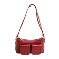 Minimalist dark red underarm bag with double front pockets and adjustable shoulder strap - Red