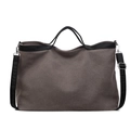 Bolso tote de lona gris oscuro con correa negra ajustable y hebillas plateadas - Gris