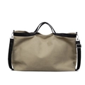 Bolso tote grande de lona caqui con ribete negro y correa ajustable para mujer - Caqui