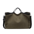 Bolso tote grande de lona verde oliva con correas negras y bandolera ajustable - Verde