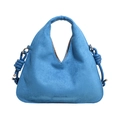 Bolso azul cielo de ante con asa ancha y diseño de apertura en V para uso diario - Azul