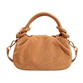 Sac à bandoulière marron en similicuir mat avec poignée torsadée et crochets métal - Khaki