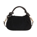 Minimalist black pleated hobo bag with large capacity and detachable gold buckle strap - Black