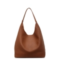 Bolso tote hobo marrón trenzado de gran capacidad con correa para el uso diario común - Marrón
