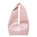 Borsa tote in pelle verniciata rosa con borchie argento e manico integrato - Rosa