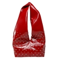 Rote Lackleder-Hobo-Tasche mit silbernen Nieten und glänzendem, poliertem Finish - Rot