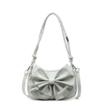 Bolso bandolera verde menta con lazo grande y cadena elegante de perlas y flores - Verde