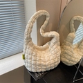 White quilted puffer cloud bag with Fashion tag and textured bubble fabric details - Off White