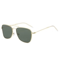 Classic vintage square aviator sunglasses with gold metal frame and dark green lenses - Gold Frame Green