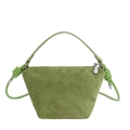 Bolso cubo verde hierba de cuero mate con asa y correas laterales anudadas - Verde