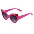 Gafas de sol ojo de gato rosas con detalles rojos y lentes grises degradadas - Montura Rojo Rosa Lentes Gris Degradado
