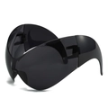 Futuralistic black Y2K wraparound sports sunglasses with seamless shield lens - Dark Grey