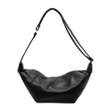 Sac à bandoulière croissant noir minimaliste avec patchwork et bandoulière réglable - Noir