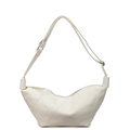 Sac bandoulière croissant blanc en similicuir souple avec bandoulière réglable et zip argenté - Blanc Cassé