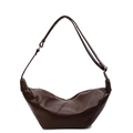 Sac bandoulière croissant en similicuir marron foncé avec bandoulière réglable et zip - café