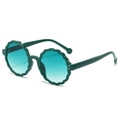 Children's flower shaped sunglasses with dark green frames and gradient lenses - Green Frame / Green Lens