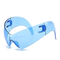 Futuristic blue transparent cat eye sunglasses with wraparound monoblock design and thick frames - Transparent Blue