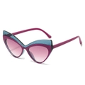 Lunettes de soleil œil-de-chat modernes avec monture bicolore bordeaux et verres dégradés - Monture Violet Bleu Verre Violet