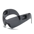 Occhiali da sole cat-eye futuristici con lenti grigie e design senza montatura - Grigio Nero