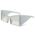 Futuristic white geometric cat-eye sunglasses with sharp triangular frames and gray lenses - Silver Frame Silver Mirror Lens