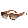 Gafas de sol cuadradas de gran tamaño a la moda con montura marrón y lentes degradadas - Montura Té Lente Té