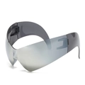 Occhiali da sole cat-eye stile punk con lenti sfumate grigie e design futuristico - Specchio d'Argento