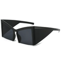 Occhiali da sole geometrici neri cat-eye con montatura triangolare grande e moderna - Montatura Nera Lenti Grigio Nero