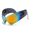 Futuristic cat-eye sunglasses with colorful gradient lenses and a sleek black frame - Red Film