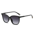 Gafas de sol ojo de gato con lentes degradadas y detalles de corazón dorado - Montura Negra Lente Gris Degradado